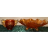 Image 2 : Pansy Sugar Bowl & Two Flowers Footed Bowl Marigold Carnival Glass Fenton +Imperial