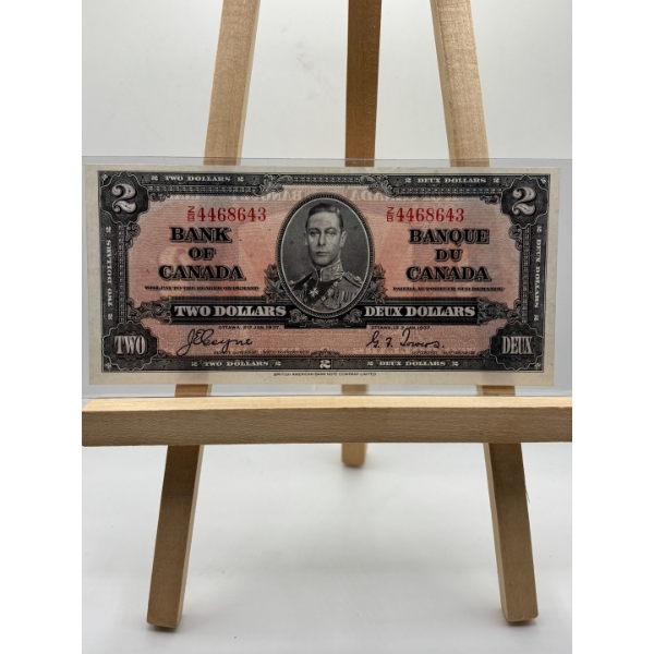  1937 2$ Bank of Canada note near uncirculated condition Z/B 4468643 
