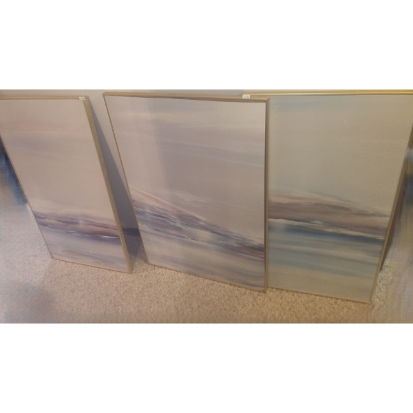 Three Heavy Board Art Prints, Framed No Glass 22 x 34
