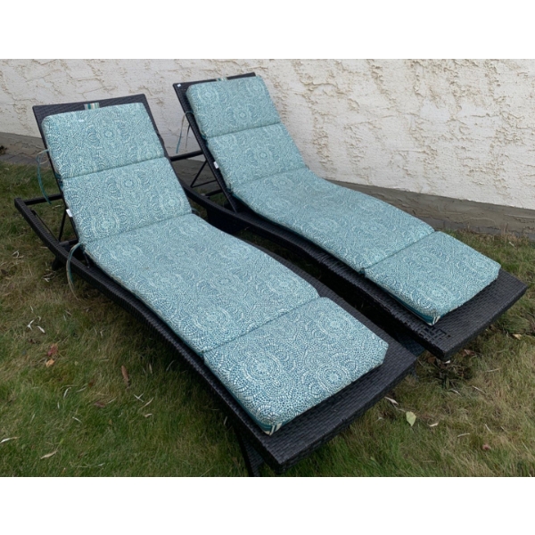 Lawn Loungers Bamboo w/ Tie Down Cushions Slightly Damaged
