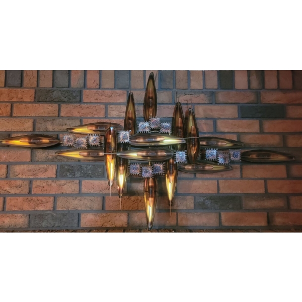 Large Copper + Brass Decorative Hanging Piece - 52W, 27T