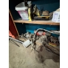 Image 2 : Heavy duty, wood shelf with all contents, including vintage tractor, parts, nuts, and bolts 