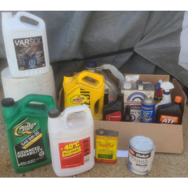 Automotive and Workshop Fluids and Chemicals, Opened, Mixed Brands