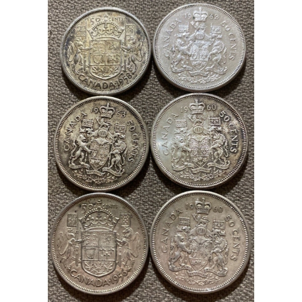 Canadian 50-cent Pieces 11.66 g Silver (.800)
