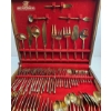 Image 3 : brass bambo Flatware Set with Red Velvet Storage Case