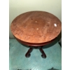 Image 3 : Round Wood Pedestal Table with Glass Vase, Feather Pen, and Base