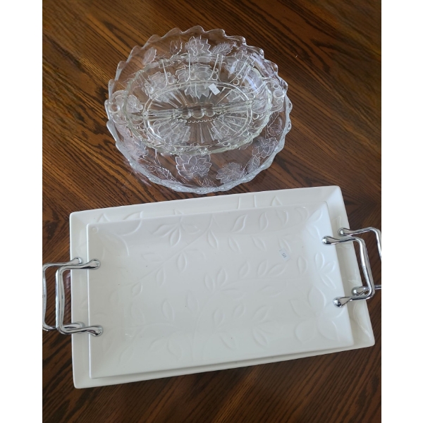 Largest Tray: 20.5 X 10.5, Circular Glass Platter 13" Diameter 