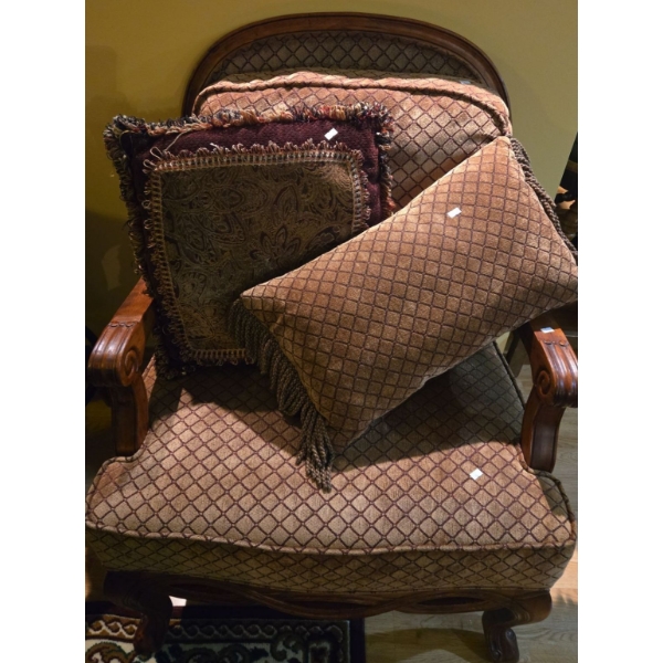 Lovely Wood & Textile Single Couch w/ Cushions - 34W, 35D, 42T 