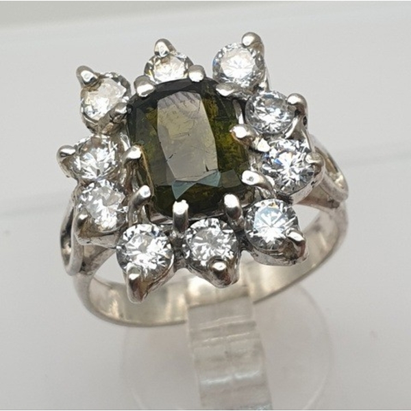  Silver Tourmaline gemstone RIng 5.22 ct Certified ($3,571 Appraisal)