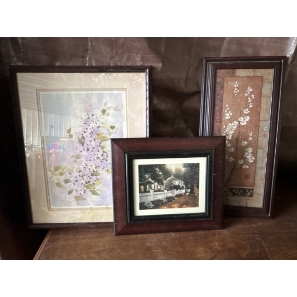 Home Decor- Includes 3 Pictures of Blossoms and a Drawing of a House