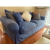 Image 3 : Blue Upholstered Sofa with Pillows, Purchased from Mackellrans