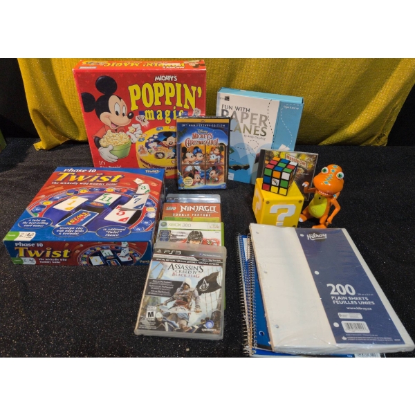 Multifaceted Downtime Lot Including Games, DVDs, and Activities