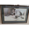 Image 1 : Print of Snowy Farm Feeding, Artist Illegible, Framed Under Glass 38 X 26.5