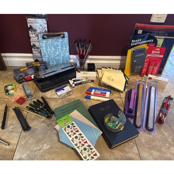 Stationary Collection - New Calculater Glue Sticks Cork Board Strips Art Brushes & More 