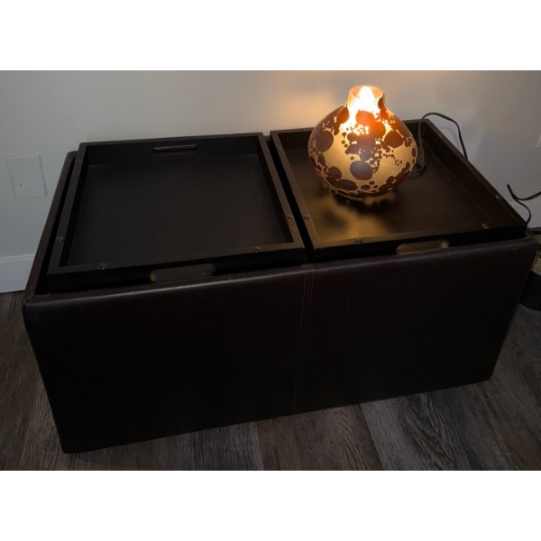 Bundle Of Home Decor - Ottoman, Faux Silk Plant & Tranquil Lamp