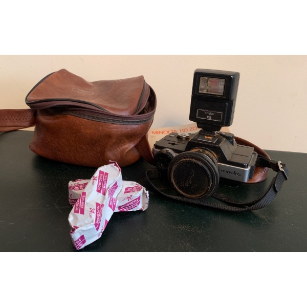 Minolta 110 Zoom SLR w/ Case & Accessories