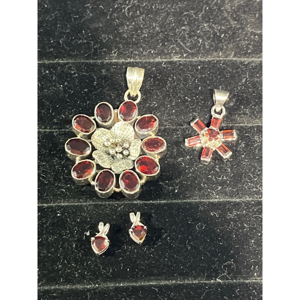 Collection of Red Stone Pendants and Earrings 