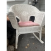 Image 2 : white wicker, rocking chair and small wicker white side table needs some love