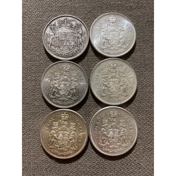 Canadian 50-cent Pieces 11.66 g Silver (.800)