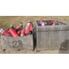 Image 3 : Wooden Bins 48/32/28 and 48 W, 48 D, 42 T w/ Fire Extinguishers Including Chieftan Vintage Model 