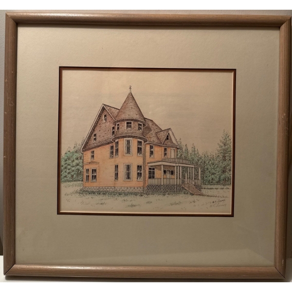 Print illustrates A Queen Anne Style Home w/Victorian Architecture