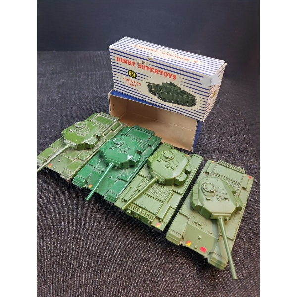 Four Dinky Supertoys Centurion Tanks 651- Made in England, Meccano LTD- One Box 