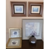 Image 1 : Vase & 4 Framed Prints.  Silver Frame 26 w 26 h.  Gold Frame 15 1/2 w 14 1/ h.  Wood 18 w 16 h