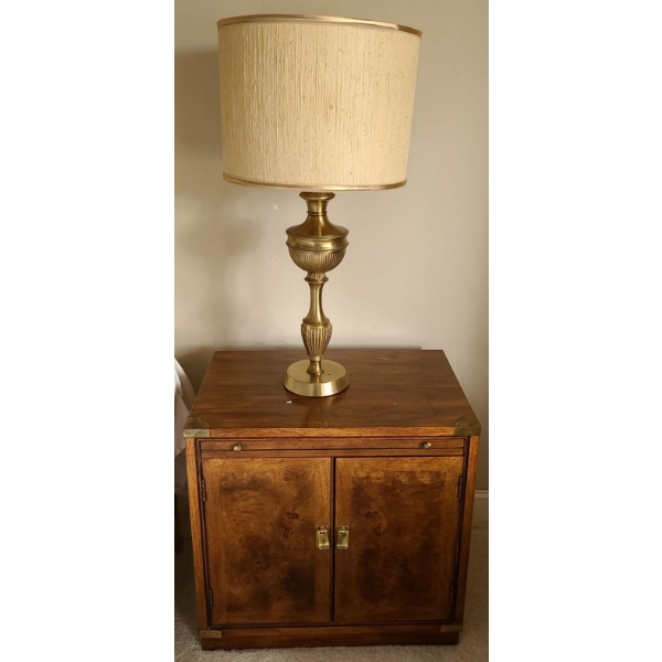 Wooden Side Table  (24W, 16D, 24T) w/ Lamp 