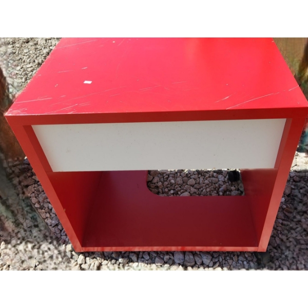 Small Rolling Red Utility Desk w/ Keyboard Tray 20 W, 20 D, 30 T 