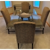 Image 3 : Glass Top Dining Table with 4 Upholstered Chairs and Extra Fabric