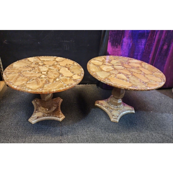 Sparkling Mexican Made Side Tables with Stone, Gold Flake and Resin- 24w x 17h