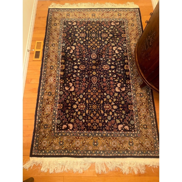 Authentic Silk Persian Rug - Hand Knotted w/ Bordered Floral Patterns