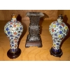 Chinese Cloisonne' Style Vases on Central Stands w/ Metal Vase 5T
