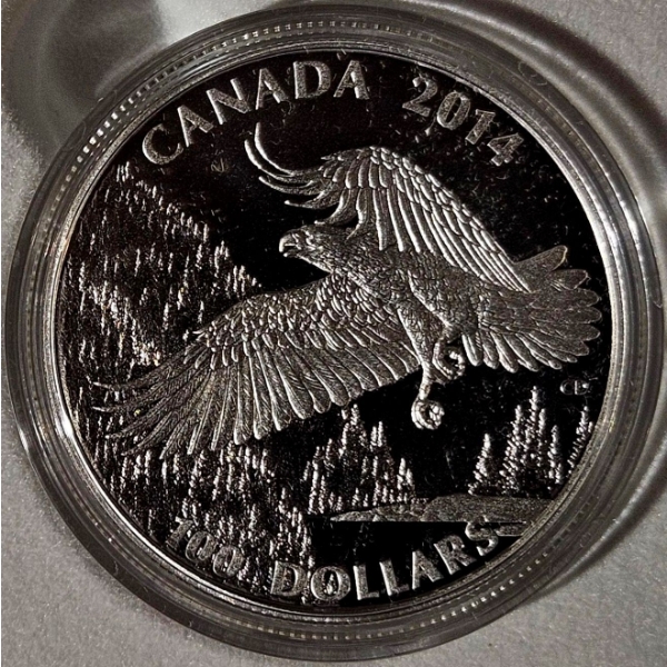 2014 $100 for $100 Majestic Bald Eagle - 99.9% Fine Silver Coin - #2