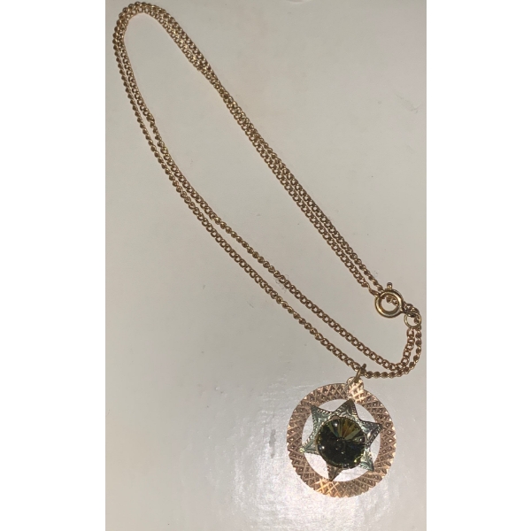 Stamped 14K Israel Yellow Gold Pendant w/ Gold Filled Chain 8.45g (Chain Pendant)