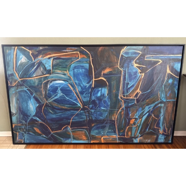 Large Iconic Abstract Painting Framed 60"w x 52" tall