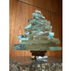 Image 3 : Green Glass Pine Tree Art Sculpture, Stacked, Lad Dec 2006, Jade Amethyst Bear,   Porcelain Plate