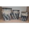Image 1 : Set of 3 Ceramic Planters w/ Speckled Peacock Feather Motif- Tallest: 8 T 