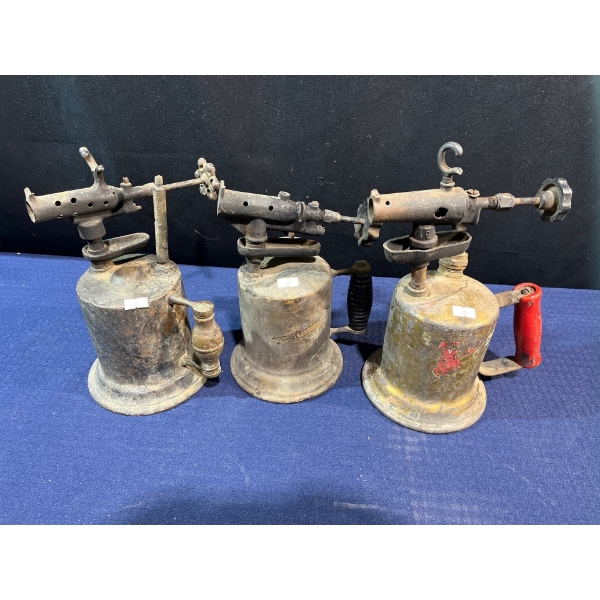 3 Medium Antique Plumbing Torches 