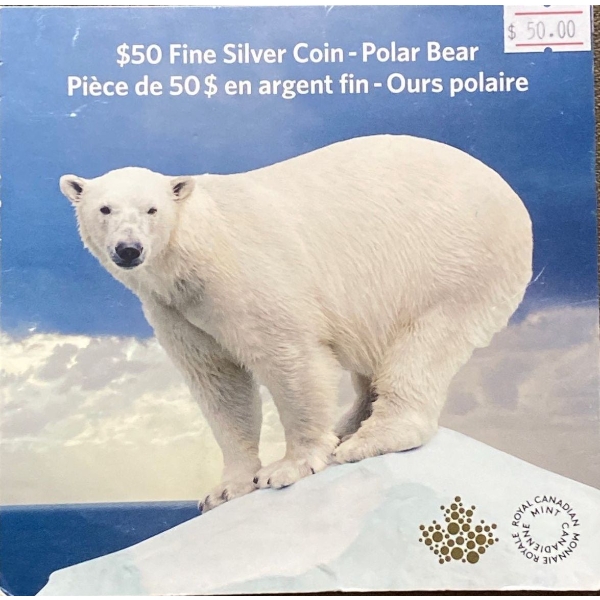 $50 Fine Silver Coin-Polar Bear 15.87 Grams of .999 Silver