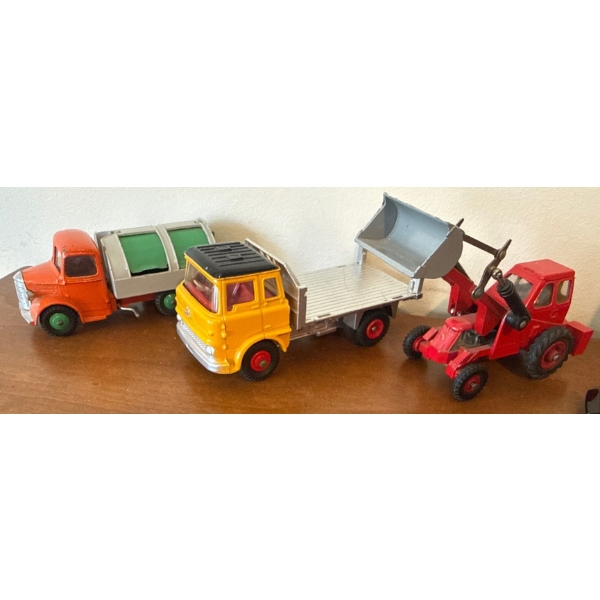 Vintage Dinky Toys - 435 Bedford TK Tipper -437 Muir Hill 2WL Loader -252 Bedford Refuse Wagon