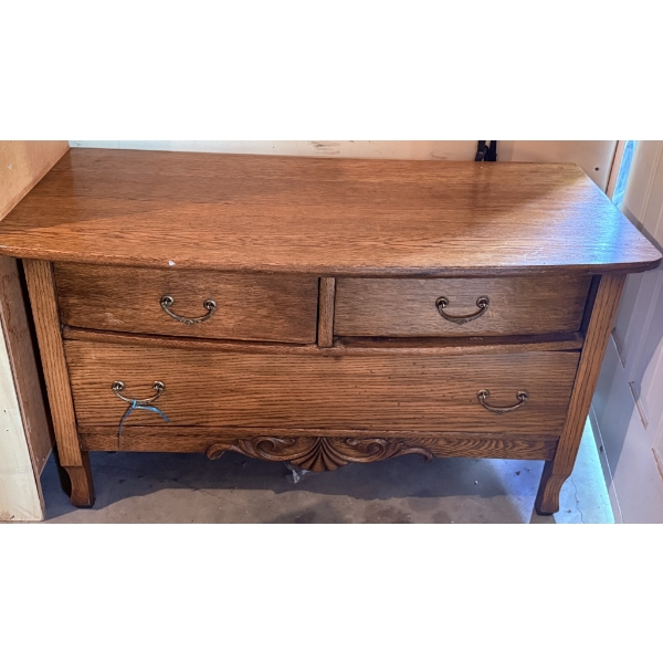 Four Drawer Oak Dresser with Brass Handles