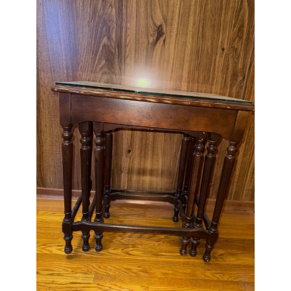 Three Stylish Antique Nesting Tables  23"x 14" x 25"tall