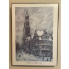 Image 1 : Hamburg Clock Tower Print E.Niese Eduard w/ Cottage Art Artist Unknown 12x14