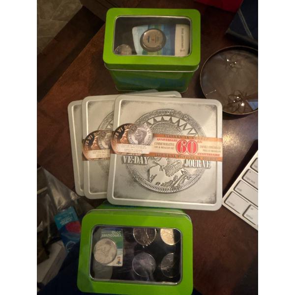 3 V day 60th Anniversary Coins & 2 Sets of Vancouver 2010 olympics 