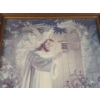 Image 4 : Kriebel & Bates Framed Litho Print of Jesus (17"W x 21"H)  and 2 Ombre Blue Vases