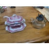 Victorian Gravy Boat  & Glass Oil Lamp