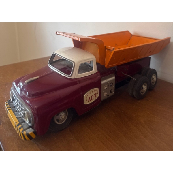 Vintage Haji Mansei A.D.T. Automatic Dump Truck From Japan 13"Long
