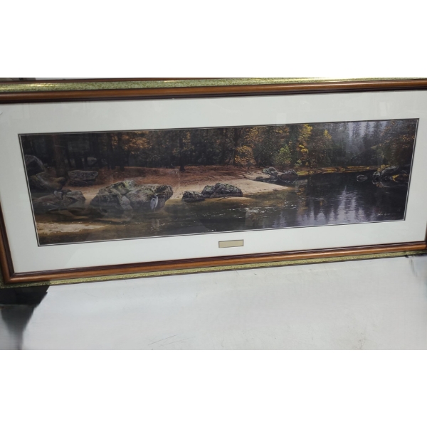 Print "Riparian Riches", Artist Stephen Lyman, 57.5 x 24.5 Framed Under Glass