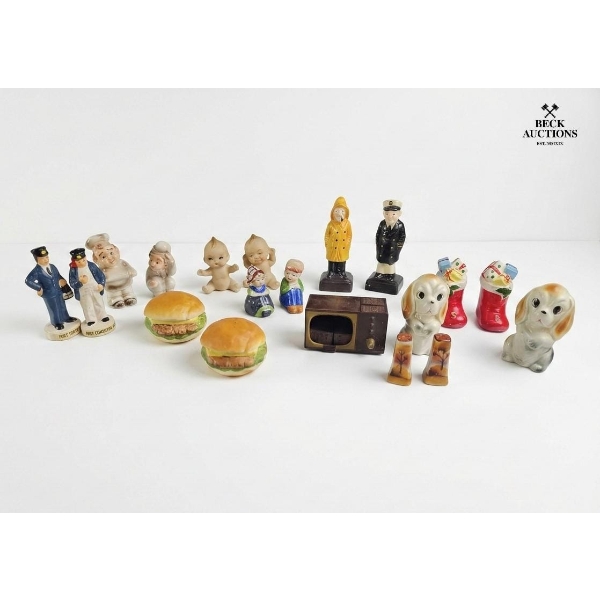Different Porcelain figurals Salt And Pepper Shakers.
